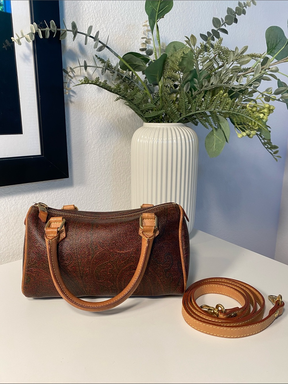 Vintage 1993 ETRO Milano Red Paisley Mini Boston 20 Bag - Picture 5 of 16
